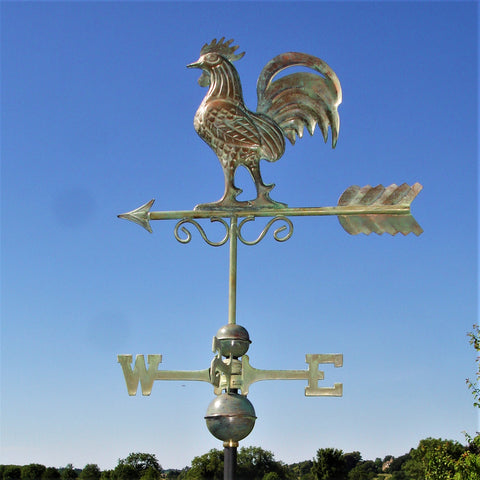 Bantam Rooster Copper Verdigris Farmhouse Weathervane