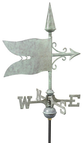 Banner Copper Verdigris Cottage Weathervane