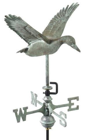 Flying Duck Copper Verdigris Cottage Weathervane