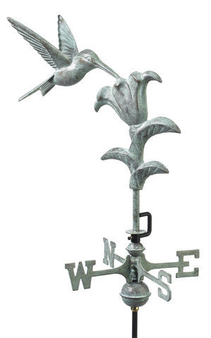 Humming Bird Copper Verdigris Cottage Weathervane