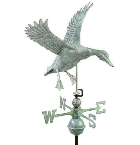 Landing Duck Copper Verdigris Farmhouse Weathervane