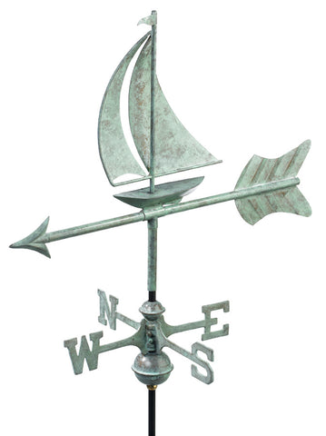 Sail Boat Copper Verdigris Cottage Weathervane