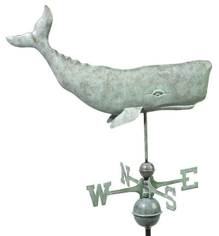 Whale Copper Verdigris Farmhouse Weathervane