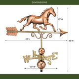 Good Directions Galloping Horse Copper Farmhouse Weathervane
