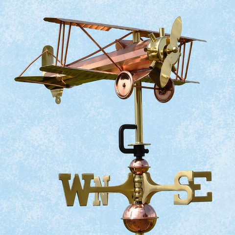 Bi Plane Copper Cottage Weathervane
