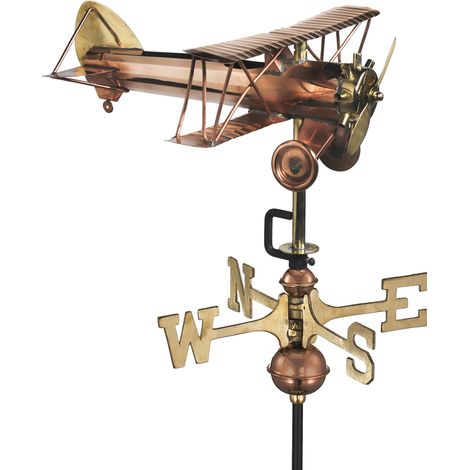 Good Directions Bi Plane Copper Cottage Weathervane