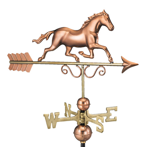 Small Galloping Horse Copper Farmhouse Weathervane
