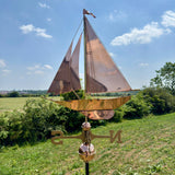 Racing Sloop Copper Farmhouse Weathervane