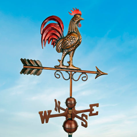 Bantam Red Rooster Copper Antique Bronze Finish Farmhouse Weathervane