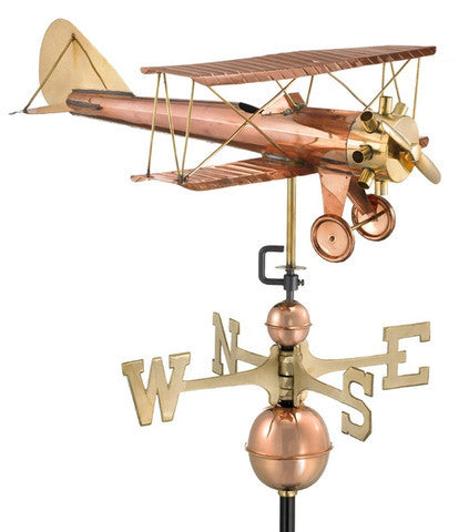 Bi Plane Copper Farmhouse Weathervane