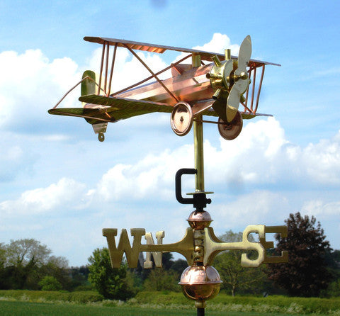 Bi Plane Copper Cottage Weathervane