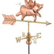 Flying Pig Copper Cottage Weathervane